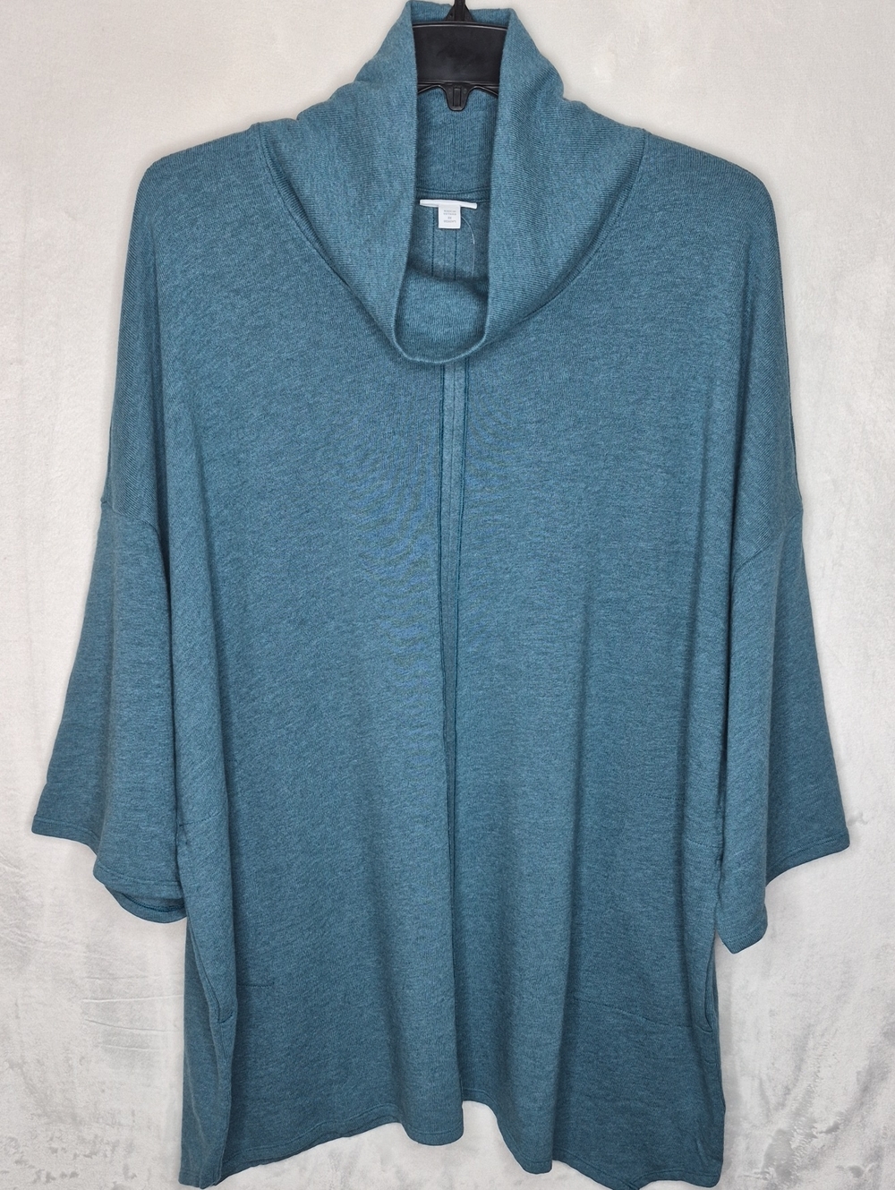 NWT Pure Jill Luxe Fleece Cowl Neck Poncho Sweater Teal Blue Plus Size 3X
